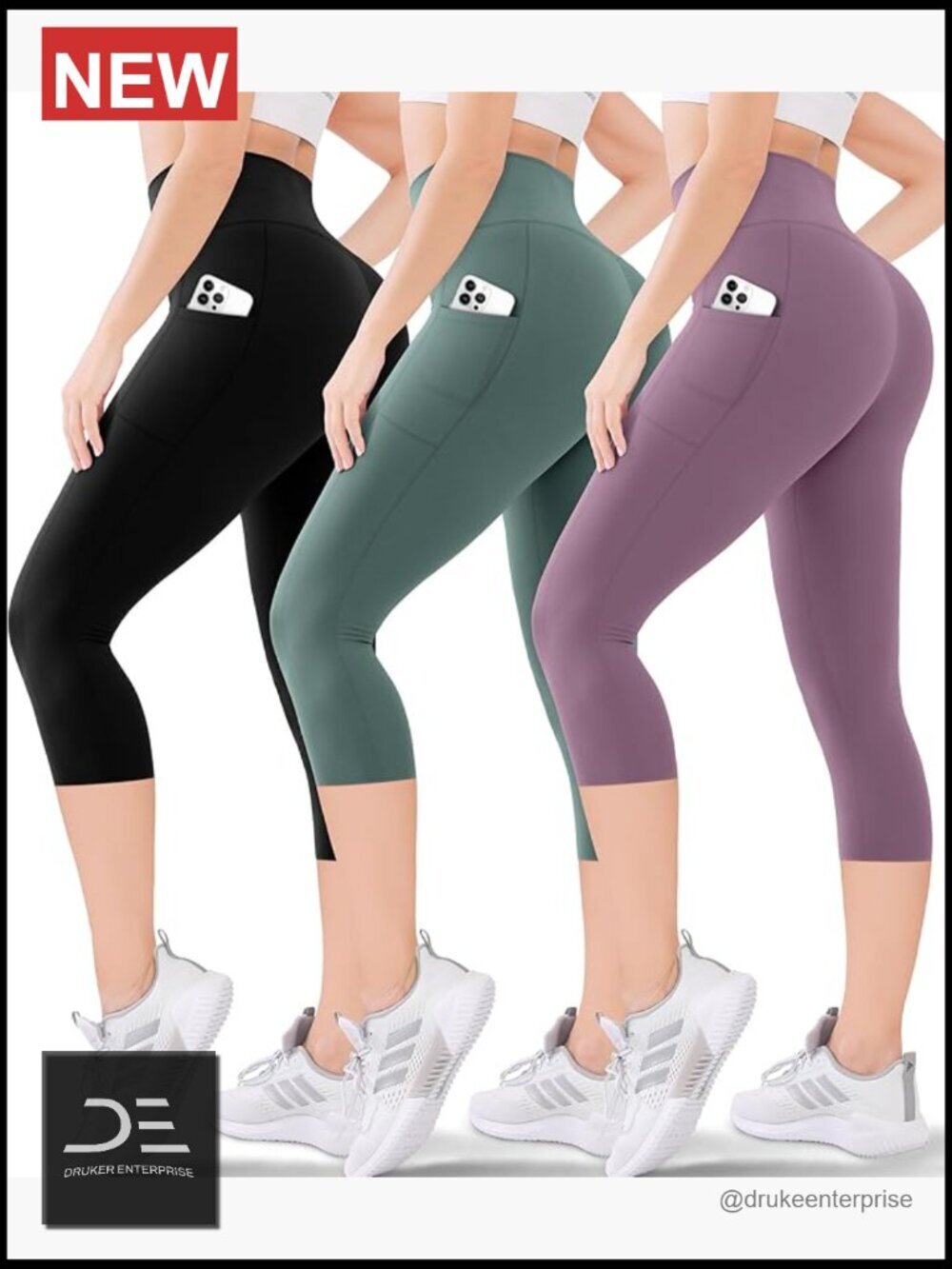 High Waisted Capri Tummy Control Workout Athletic Running Yoga Cycling Leggings